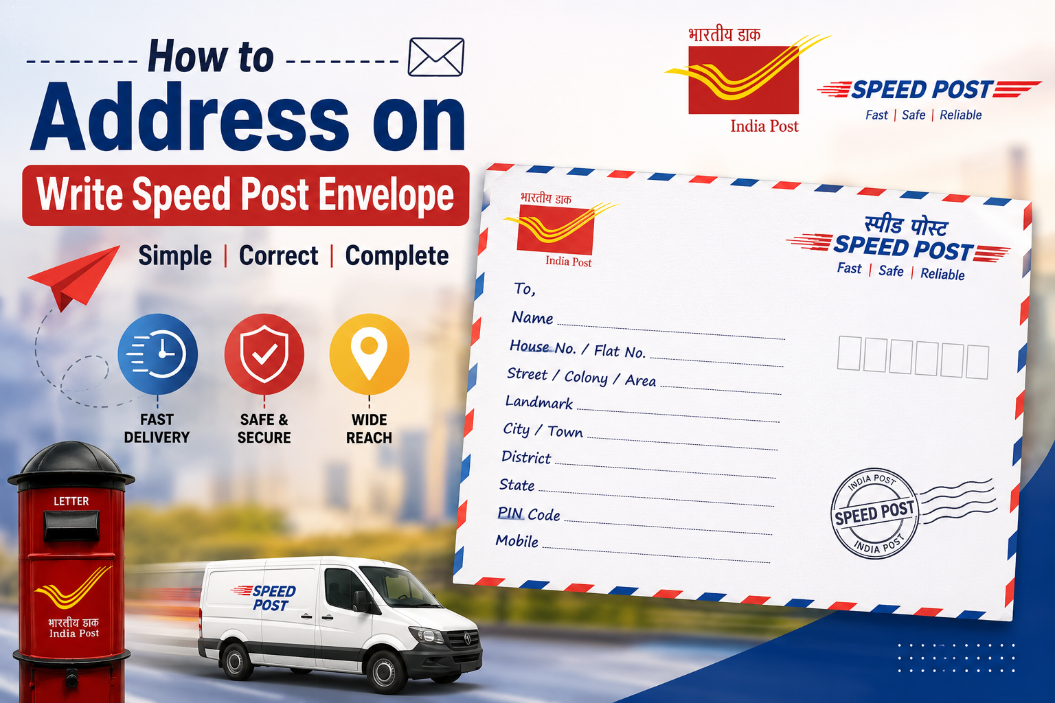 How to Write Address on Speed Post Envelope: English & Hindi